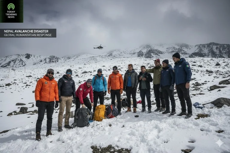 Rescue team in snow during Nepal avalanche mission