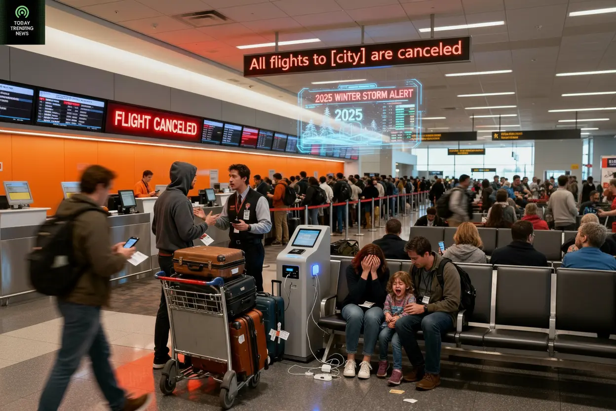 Airport chaos during US flight cancellations 2025, Today Trending News logo